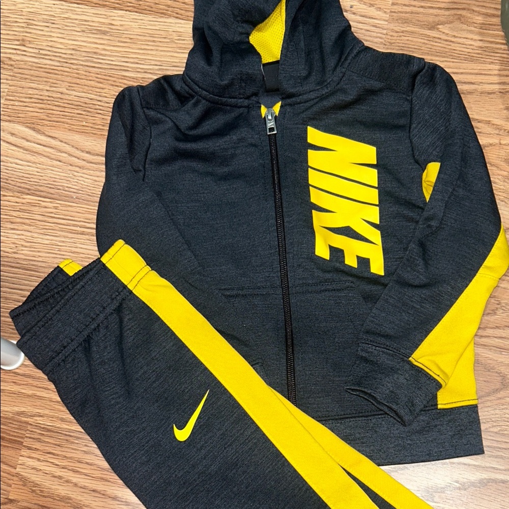 Nike Charcoal and Yellow Hoodie Set 3T